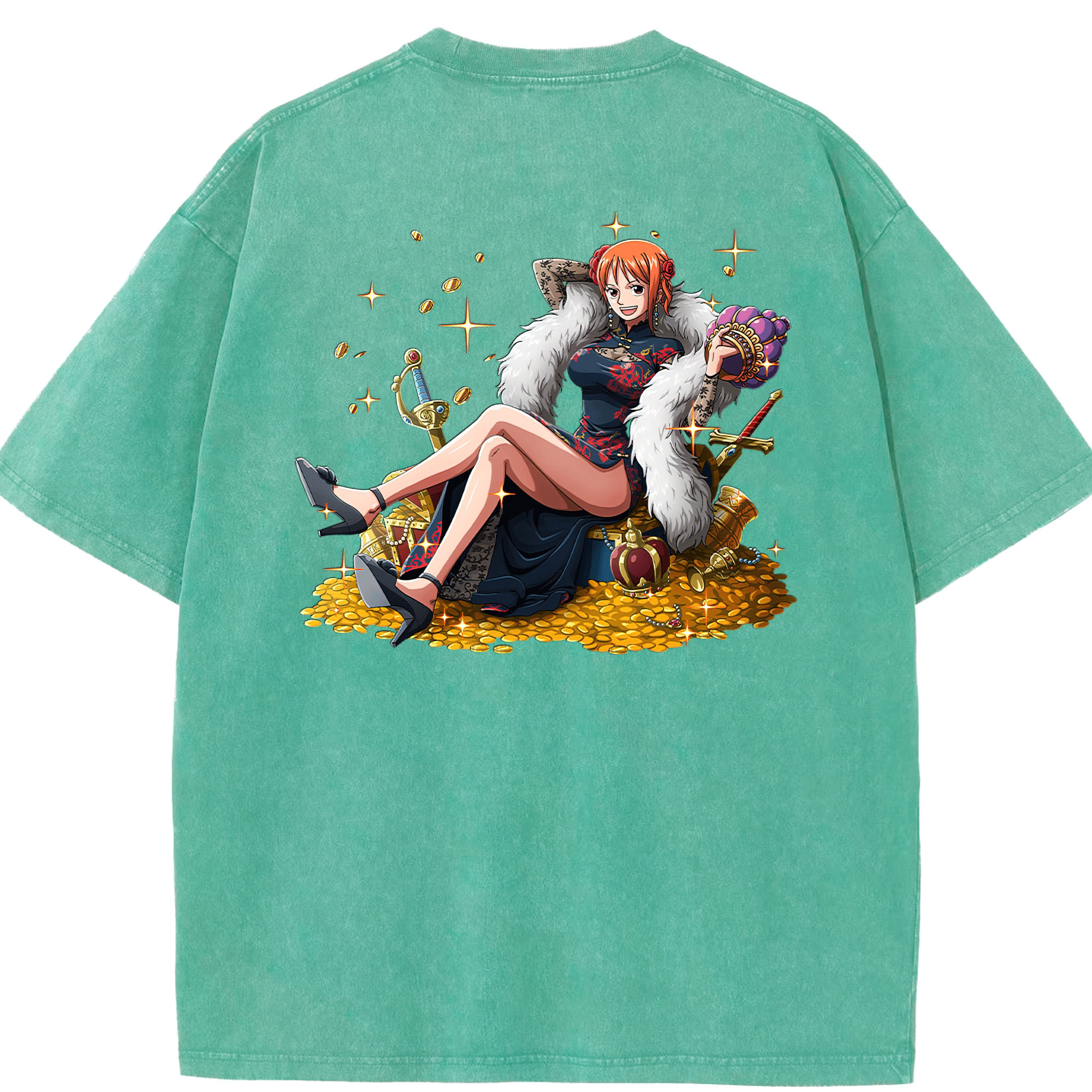 ワンピース ナミ ONE PIECE Nami 綿100% ヴィンテージ風 半袖Tシャツ（背面プリント）